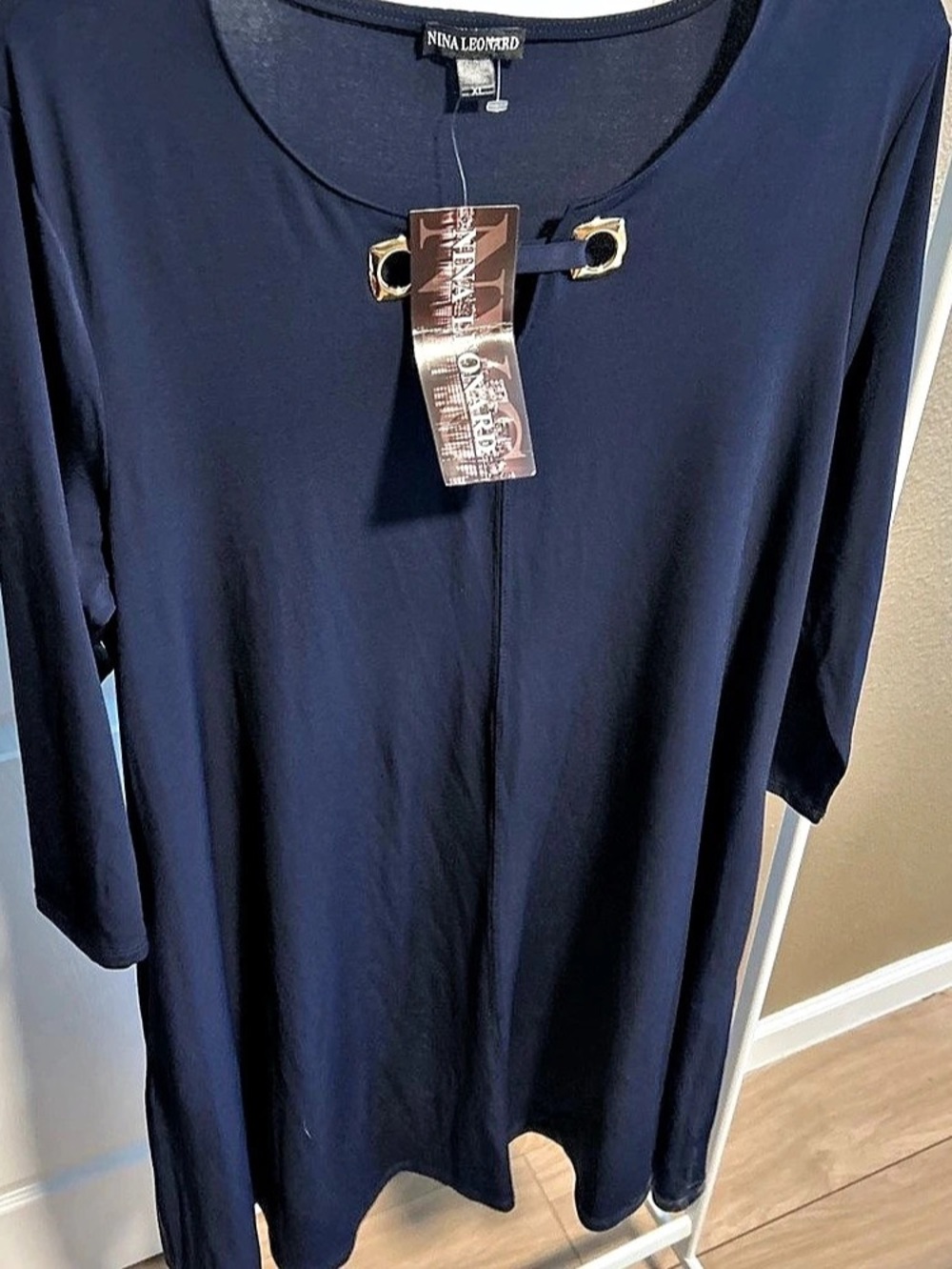 Nina Leonard Navy Blue Mini Dress NWT